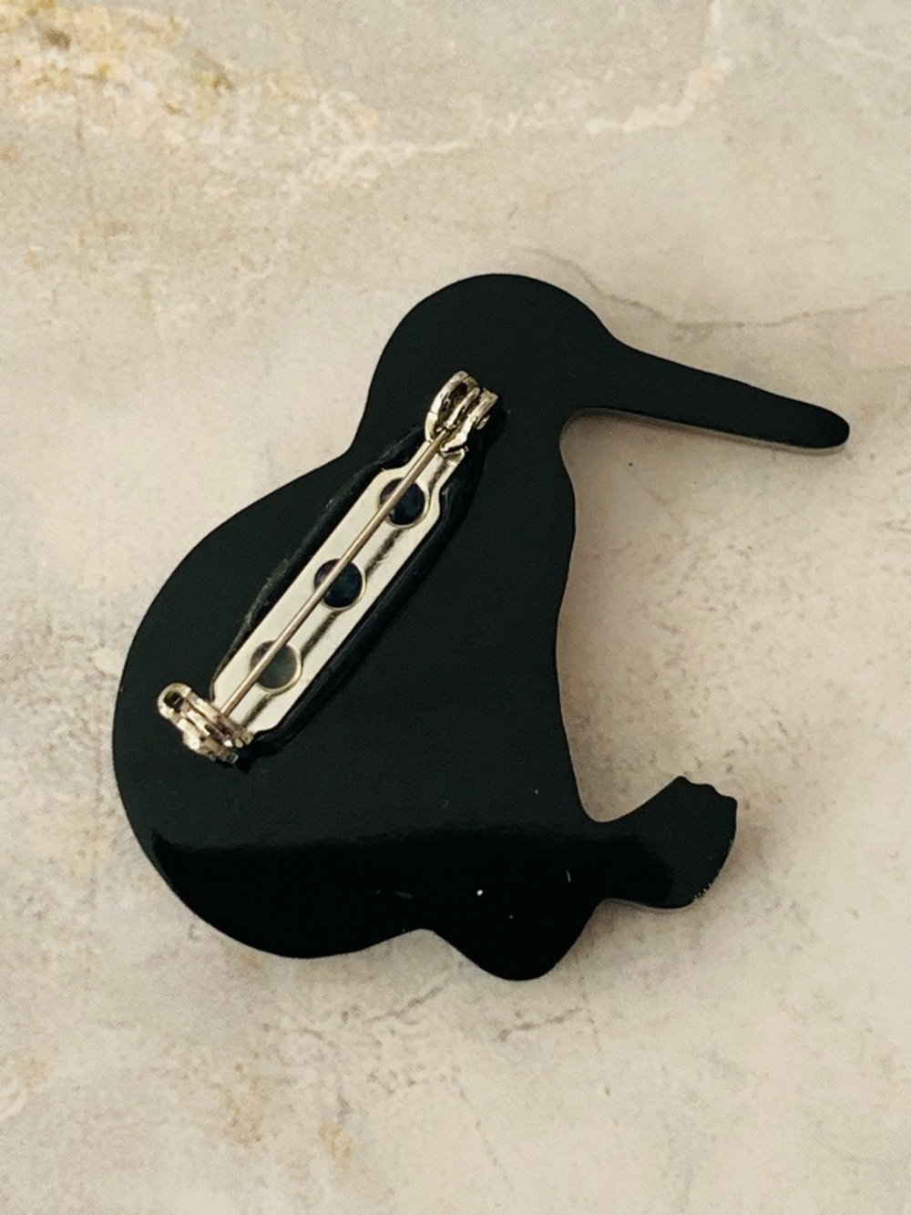 Paua Shell Inlay Kiwi Bird Brooch - Picture 3 of 4